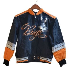 JH Designs VINTAGE Bugs Bunny Racing Jacket Youth Large or Ladies S  PRE-OWNED